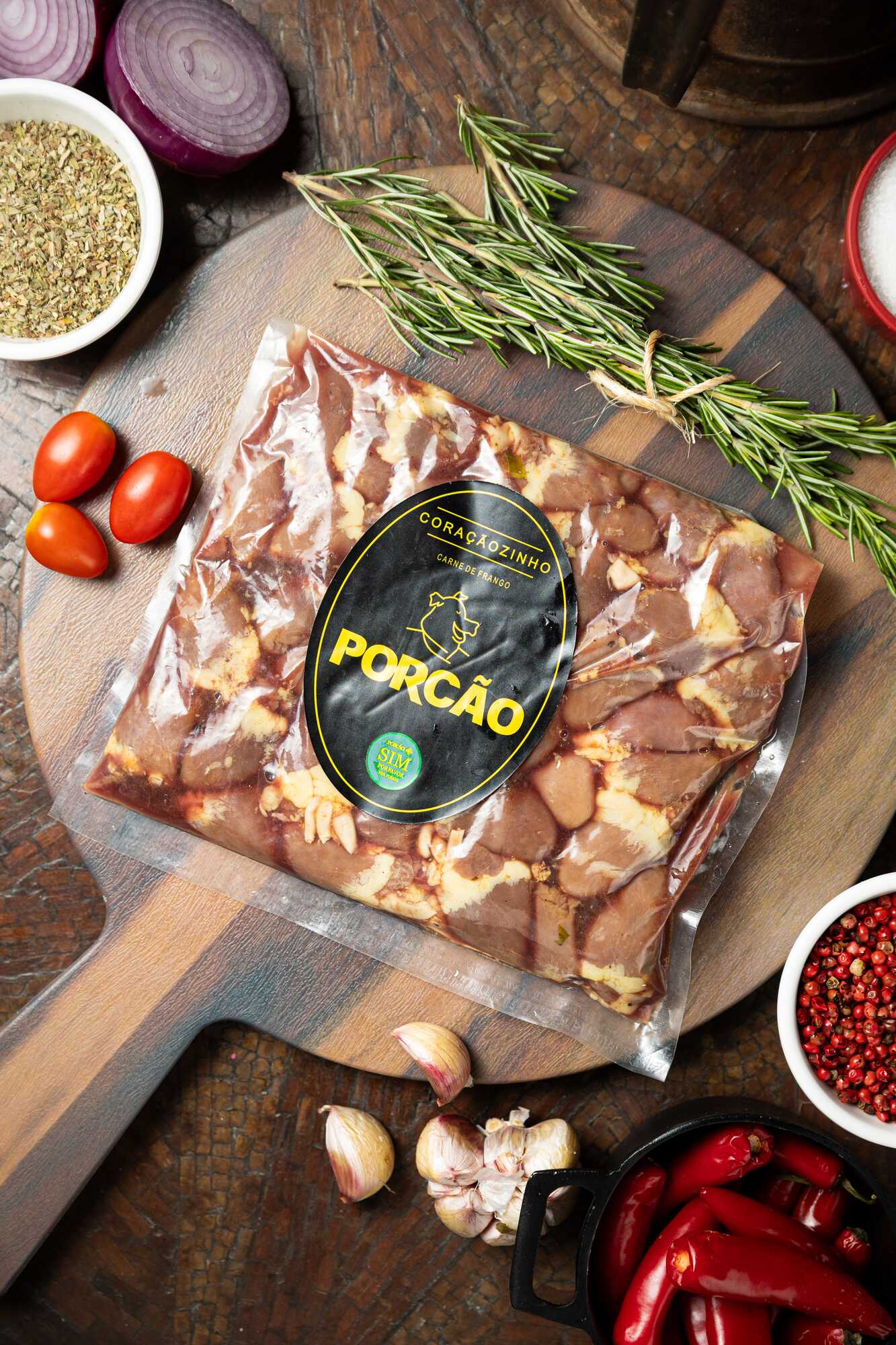 B2B - Coraçãozinho Marinado Porcão 1 kg - Caixa com 15