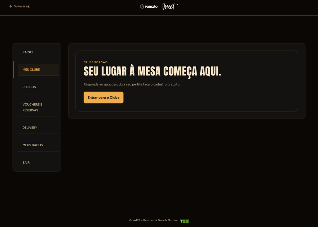 A área do Clube na Minha Conta, aqui com o convite para quem ainda não é membro.