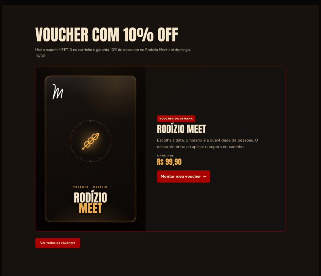 A oferta da semana, com o cupom e o prazo declarados abaixo do título.