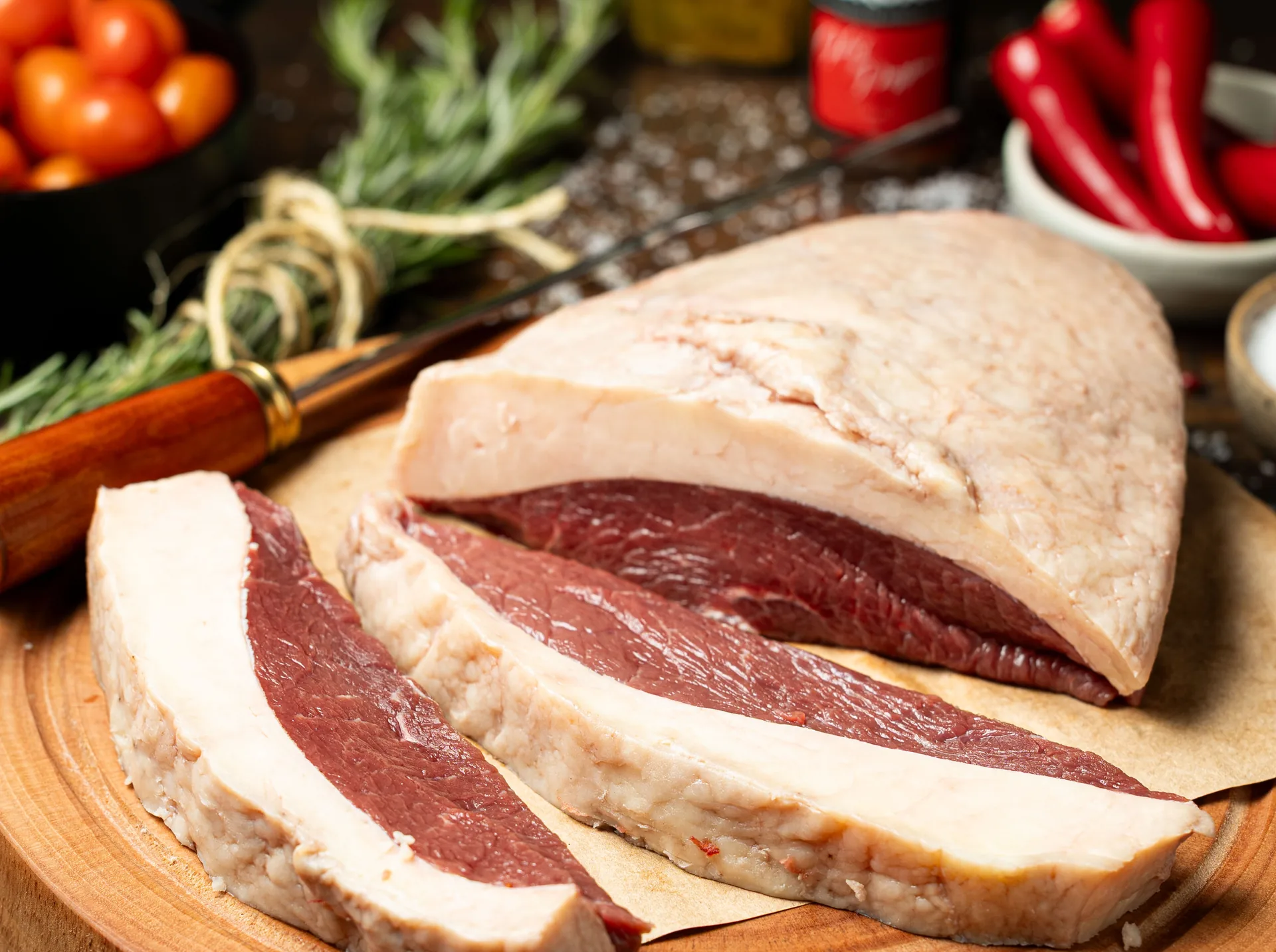 Picanha Angus crua selecionada pelo Porcão